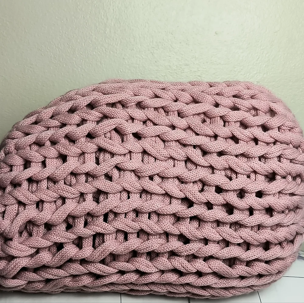 Madison Park Blush Chunky Double Knit Throw Blanket Handmade 50